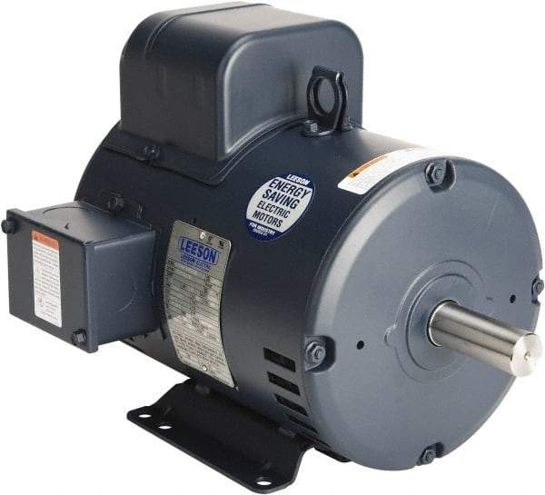 Leeson - 7-1/2 Max hp, 3,600 Max RPM, Capacitor Start Electric AC DC Motor - 230 V Input, Single Phase, 184T Frame, 1-1/8" Shaft Diam, Rigid Base Mount, Drip-proof Enclosure - Strong Tooling