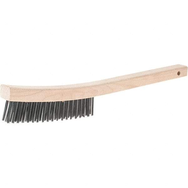 Weiler - 3 Rows x 19 Columns Steel Scratch Brush - 14" Brush Length, 14" OAL, 1-3/16 Trim Length, Wood Handle - Strong Tooling