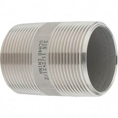 Value Collection - 1-1/2" Pipe x 2-1/2" Long, Grade 316/316L Stainless Steel Pipe Nipple - Welded & Threaded - Strong Tooling