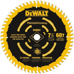 DeWALT - 7-1/4" Diam, 5/8" Arbor Hole Diam, 60 Tooth Wet & Dry Cut Saw Blade - Carbide-Tipped, Diamond Arbor - Strong Tooling