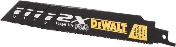 DeWALT - 6" Long x 1" Thick, Bi-Metal Reciprocating Saw Blade - Straight Profile, 14 to 18 TPI, Toothed Edge - Strong Tooling