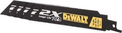 DeWALT - 6" Long x 1" Thick, Bi-Metal Reciprocating Saw Blade - Straight Profile, 14 to 18 TPI, Toothed Edge - Strong Tooling