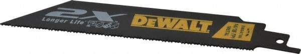 DeWALT - 6" Long x 1" Thick, Bi-Metal Reciprocating Saw Blade - Straight Profile, 14 to 18 TPI, Toothed Edge - Strong Tooling