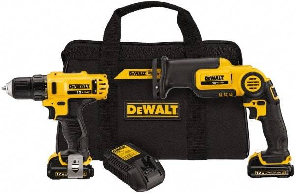 DeWALT - 12 Volt Cordless Tool Combination Kit - Includes 3/8" Drill/Driver & Pivot Reciprocating Saw, Lithium-Ion Battery Included - Strong Tooling