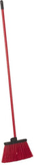 PRO-SOURCE - 12" Wide, Red Polypropylene Bristles, 46-1/2" Vinyl-Coated Metal Handle, Angled Broom - Flagged - Strong Tooling