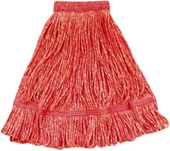 PRO-SOURCE - 5" Red Head Band, Medium Blended Fiber Loop End Mop Head - 2 Ply, Side Loading Connection - Strong Tooling