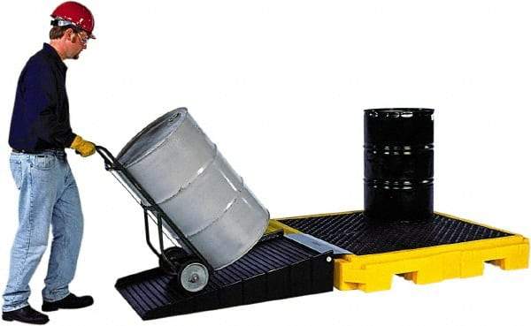 UltraTech - 75 Gal Sump, 9,000 Lb Capacity, 4 Drum, Polyethylene Spill Deck or Pallet - 63" Long x 62" Wide x 9" High, Liftable Fork, Low Profile, 2 x 4 Drum Configuration - Strong Tooling