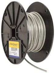 Value Collection - 3/16" x 3/32" Diam, Aircraft Cable - 920 Lb Breaking Strength, 7 x 7 Strand Core, Vinyl Coating - Strong Tooling