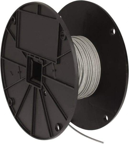 Value Collection - 3/32" x 1/16" Diam, Aircraft Cable - 480 Lb Breaking Strength, 7 x 7 Strand Core, Vinyl Coating - Strong Tooling