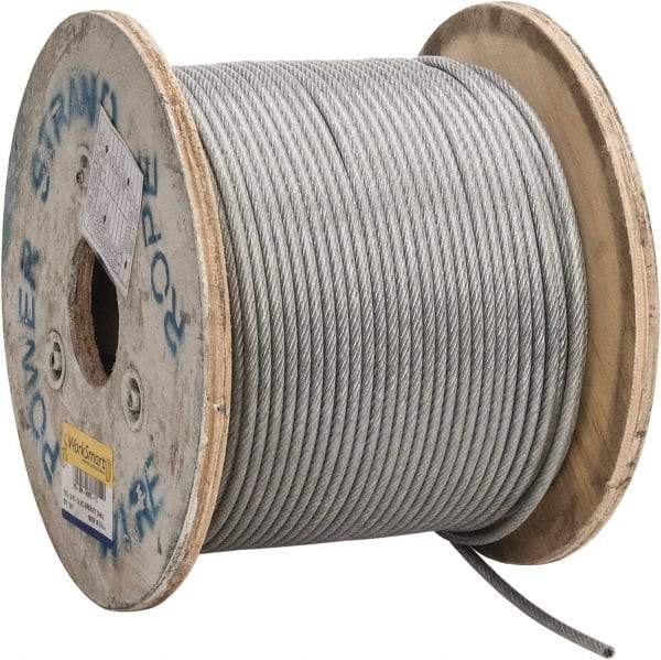 Value Collection - 1/4" x 3/16" Diam, Aircraft Cable - 4,200 Lb Breaking Strength, 7 x 19 Strand Core, Vinyl Coating - Strong Tooling