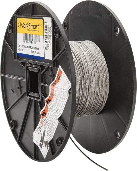 Value Collection - 1/16" Diam, Aircraft Cable - 480 Lb Breaking Strength, 7 x 7 Strand Core - Strong Tooling