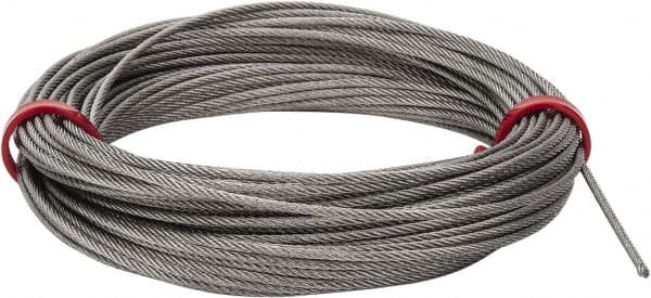 Value Collection - 1/16" Diam, Aircraft Cable - 480 Lb Breaking Strength, 7 x 7 Strand Core - Strong Tooling