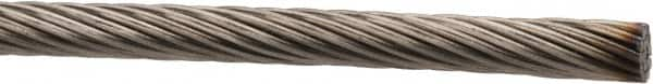 Value Collection - 1/4" Diam, Aircraft Cable - 8,200 Lb Breaking Strength, 1 x 19 Single Strand - Strong Tooling