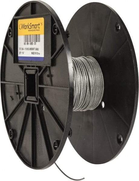 Value Collection - 1/16" x 3/64" Diam, Aircraft Cable - 270 Lb Breaking Strength, 7 x 7 Strand Core, Nylon Coating - Strong Tooling