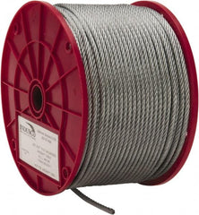 Value Collection - 3/16" Diam, Galvanized Steel Wire Rope - 4,200 Lb Breaking Strength, 7 x 19 Strand Core - Strong Tooling