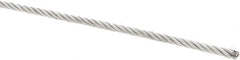 Value Collection - 1/8" Diam, Galvanized Steel Wire Rope - 2,000 Lb Breaking Strength, 7 x 19 Strand Core - Strong Tooling