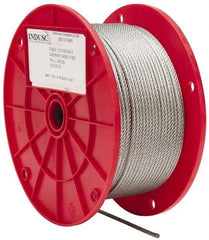 Value Collection - 1/8" Diam, Galvanized Steel Wire Rope - 2,000 Lb Breaking Strength, 7 x 19 Strand Core - Strong Tooling