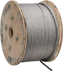 Value Collection - 1/4" Diam, Galvanized Steel Wire Rope - 7,000 Lb Breaking Strength, 7 x 19 Strand Core - Strong Tooling