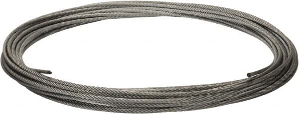 Value Collection - 1/4" Diam, Galvanized Steel Wire Rope - 7,000 Lb Breaking Strength, 7 x 19 Strand Core - Strong Tooling