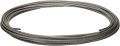 Value Collection - 1/4" Diam, Galvanized Steel Wire Rope - 7,000 Lb Breaking Strength, 7 x 19 Strand Core - Strong Tooling