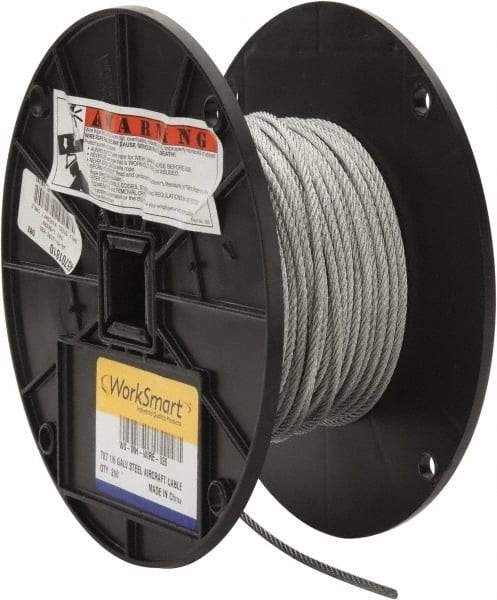 Value Collection - 1/8" Diam, Aircraft Cable - 1,700 Lb Breaking Strength, 7 x 7 Strand Core - Strong Tooling