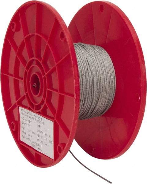 Value Collection - 1/16" Diam, Aircraft Cable - 480 Lb Breaking Strength, 7 x 7 Strand Core - Strong Tooling