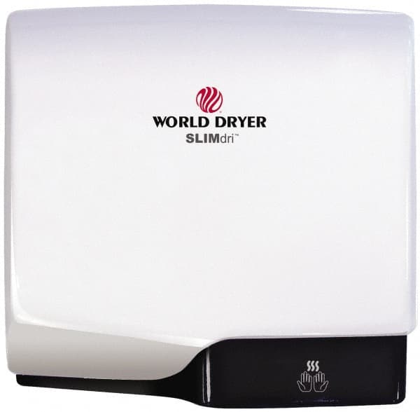 World Dryer - 950 Watt White Finish Electric Hand Dryer - 115/208/230 Volts, 8.3/3.7/4.1 Amps, 11-1/2" Wide x 10-11/16" High x 4" Deep - Strong Tooling