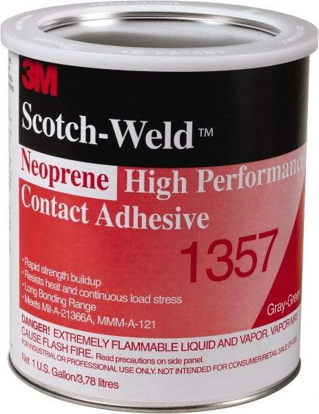 3M - 1 Gal Can Light Yellow Contact Adhesive - Series 1357, 30 min Working Time, Bonds to Polystyrene Foam Panels, Rubber, Vinyl Floor, Wall Lining & Flooring - Strong Tooling