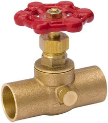 Value Collection - 3/4" Pipe, 125 psi WOG Rating, Brass Stop & Waste Valve - Lobe Type Handle, C x C End Connections, Use with Water, Oil, Air - Strong Tooling