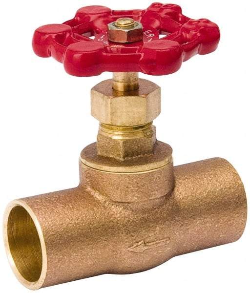 Value Collection - 3/4" Pipe, 125 psi WOG Rating, Brass, Stop Valve - Lobe Type Handle, C x C End Connections, Use with Water, Oil, Air - Strong Tooling