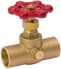 Value Collection - 3/8" Pipe, 125 psi WOG Rating, Brass Stop & Waste Valve - Lobe Type Handle, C x C End Connections, Use with Water, Oil, Air - Strong Tooling