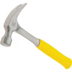 Stanley - 16 oz Head, Curved Claw Hammer - 12.8" OAL, Steel Head, 1.1" Face Diam, Smooth Face, Steel Handle with Grip - Strong Tooling