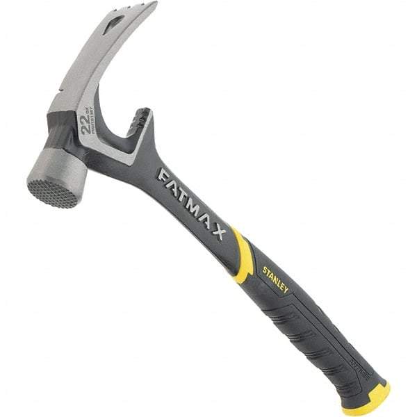 Stanley - 22 oz Head, Straight Rip Claw Hammer - 15.98" OAL, Steel Head, 1.34" Face Diam, Milled Face, Steel Handle with Grip - Strong Tooling