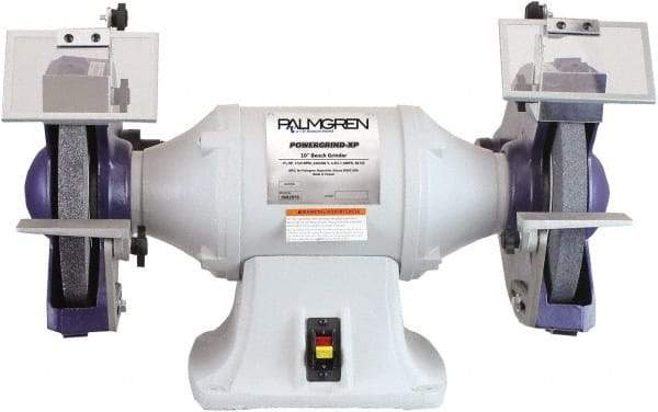 Palmgren - 10" Wheel Diam x 1" Wheel Width, 1-1/2 hp Grinder - 1" Arbor Hole Diam, 1 Phase, 1,725 Max RPM, 115/230 Volts - Strong Tooling