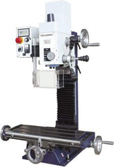 Palmgren - 7" Table Width x 19-11/16" Table Length, Electronic Variable Speed Control, 1 Phase Knee Milling Machine - 2MT Spindle Taper, 1-1/4 hp - Strong Tooling