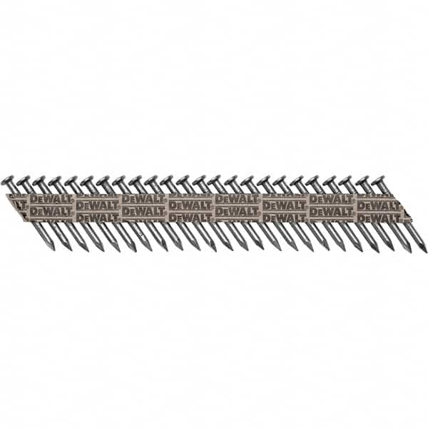 DeWALT - 9 Gauge 1-1/2" Long Metal Connecting Nails for Power Nailers - Steel, Bright Finish, Smooth Shank, Angled Stick Collation, Round Head - Strong Tooling