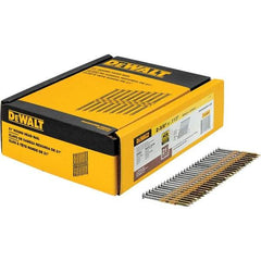 DeWALT - 12 Gauge 2.38" Long Framing Nails for Power Nailers - Steel, Galvanized Finish, Ring Shank, Angled Stick Collation, Round Head - Strong Tooling