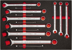 Proto - 15 Piece, 5/16" to 1-1/4", 12 Point Spline Combination Wrench Set - Inch Measurement Standard, Satin Finish, Comes in Roll Pouch - Strong Tooling