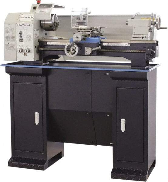 Palmgren - 10" Swing, 21-5/8" Between Centers, 115 Volt, Single Phase Bench Lathe - 4MT Taper, 1 hp, 150 to 2,400 RPM, 1" Bore Diam, 23" Deep x 19" High x 50" Long - Strong Tooling