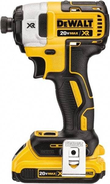 DeWALT - 20 Volt, 1/4" Drive, 152 Ft/Lb Torque, Cordless Impact Driver - Mid-Handle, 2800 RPM, 1 Lithium-Ion Battery Included - Strong Tooling