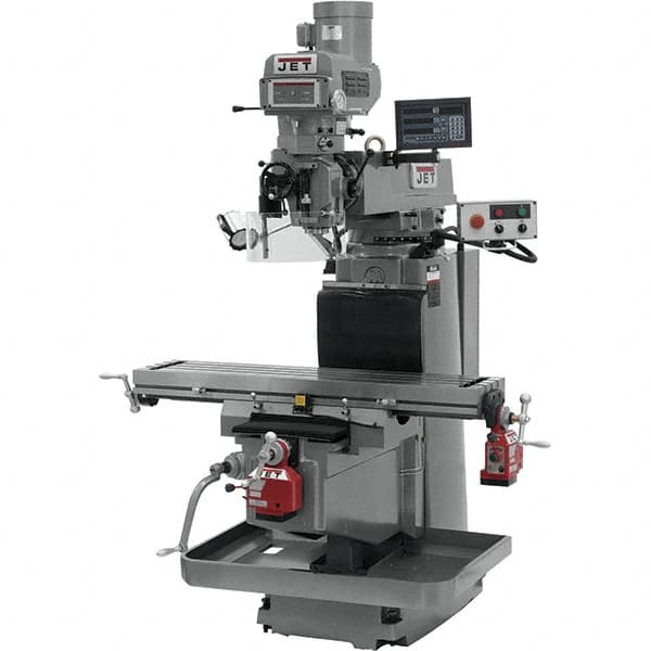 Jet - 54" Table Width x 12" Table Length, Variable Speed Pulley Control, 3 Phase Knee Milling Machine - NT40 Spindle Taper, 5 hp - Strong Tooling