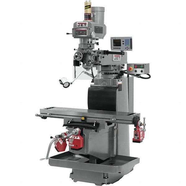 Jet - 54" Table Width x 12" Table Length, Variable Speed Pulley Control, 3 Phase Knee Milling Machine - R8 Spindle Taper, 5 hp - Strong Tooling