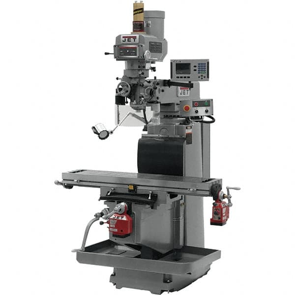 Jet - 54" Table Width x 12" Table Length, Variable Speed Pulley Control, 3 Phase Knee Milling Machine - R8 Spindle Taper, 5 hp - Strong Tooling