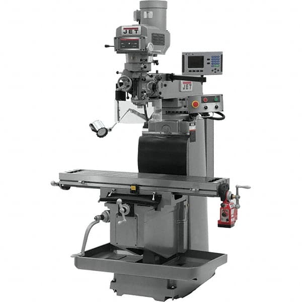 Jet - 54" Table Width x 12" Table Length, Variable Speed Pulley Control, 3 Phase Knee Milling Machine - R8 Spindle Taper, 5 hp - Strong Tooling