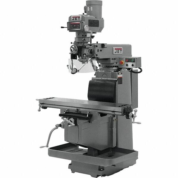 Jet - 54" Table Width x 12" Table Length, Variable Speed Pulley Control, 3 Phase Knee Milling Machine - R8 Spindle Taper, 5 hp - Strong Tooling