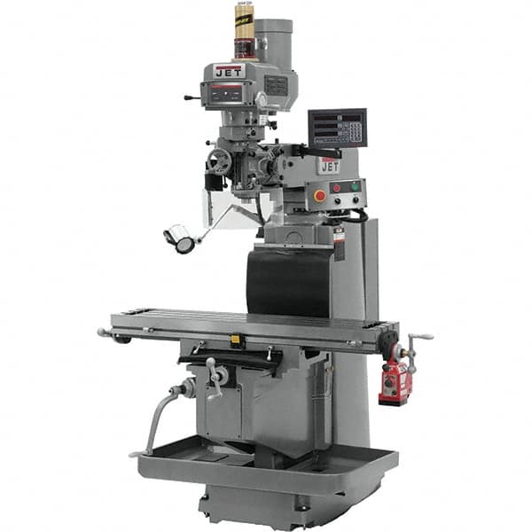 Jet - 54" Table Width x 12" Table Length, Variable Speed Pulley Control, 3 Phase Knee Milling Machine - R8 Spindle Taper, 5 hp - Strong Tooling