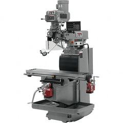 Jet - 54" Table Width x 12" Table Length, Variable Speed Pulley Control, 3 Phase Knee Milling Machine - R8 Spindle Taper, 5 hp - Strong Tooling