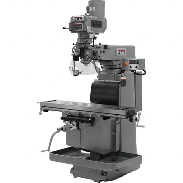 Jet - 54" Table Width x 12" Table Length, Electronic Variable Speed Control, 3 Phase Knee Milling Machine - R8 Spindle Taper, 5 hp - Strong Tooling