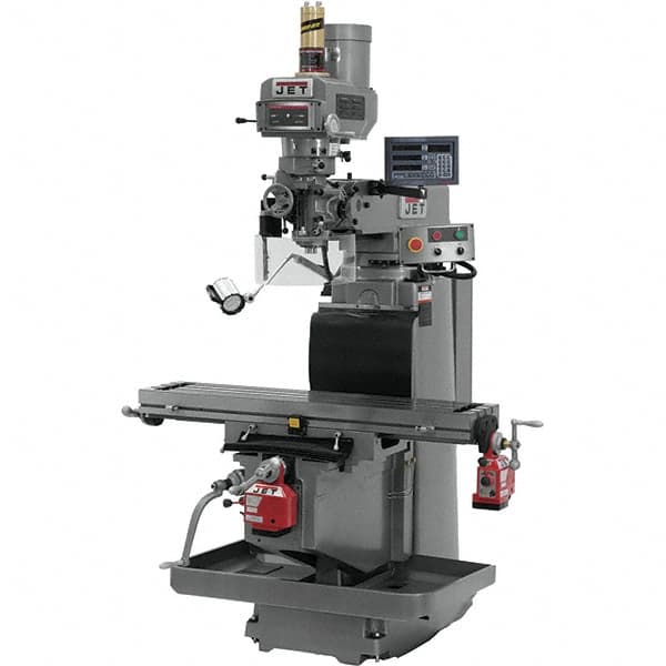 Jet - 54" Table Width x 12" Table Length, Electronic Variable Speed Control, 3 Phase Knee Milling Machine - R8 Spindle Taper, 5 hp - Strong Tooling