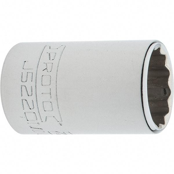 Proto - 3/8" Drive, Intermediate Hand Socket - 12 Points, 1-25/32" OAL, Steel, Full Polish Finish - Strong Tooling